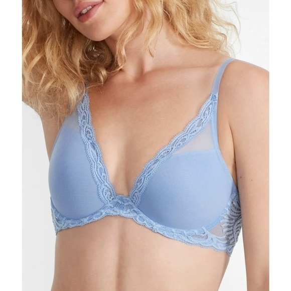 NWT Natori Feathers Plunge Bra in Coastal Blue, size 30DDD - Picture 1 of 6